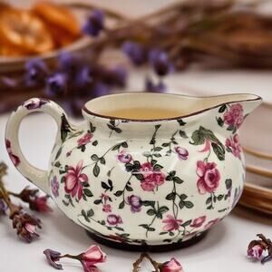 Erphila Oxford Chintz Floral Creamer Czecho-Slovakia Rose Dubarry Royal Winton